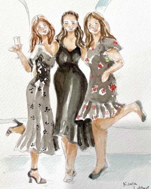 wedding watercolor live painting portrait