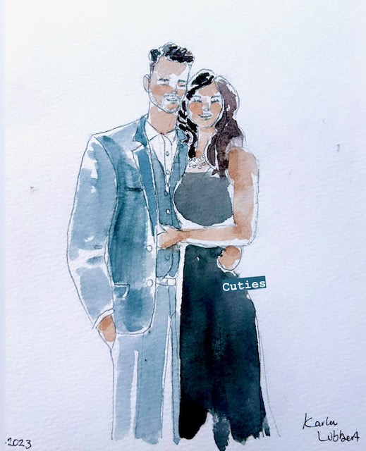 wedding watercolor live painting portrait