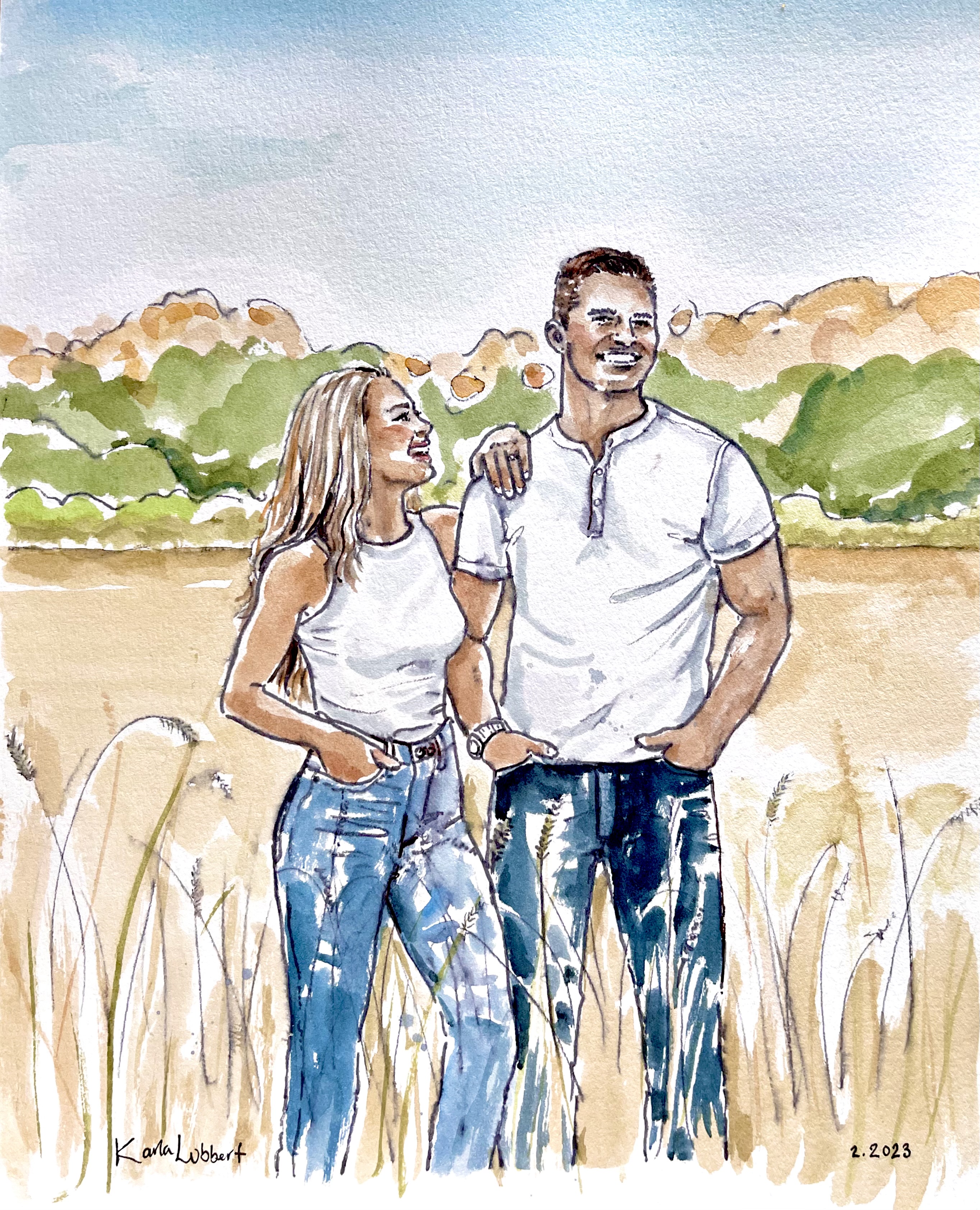 commission watercolor painting portrait