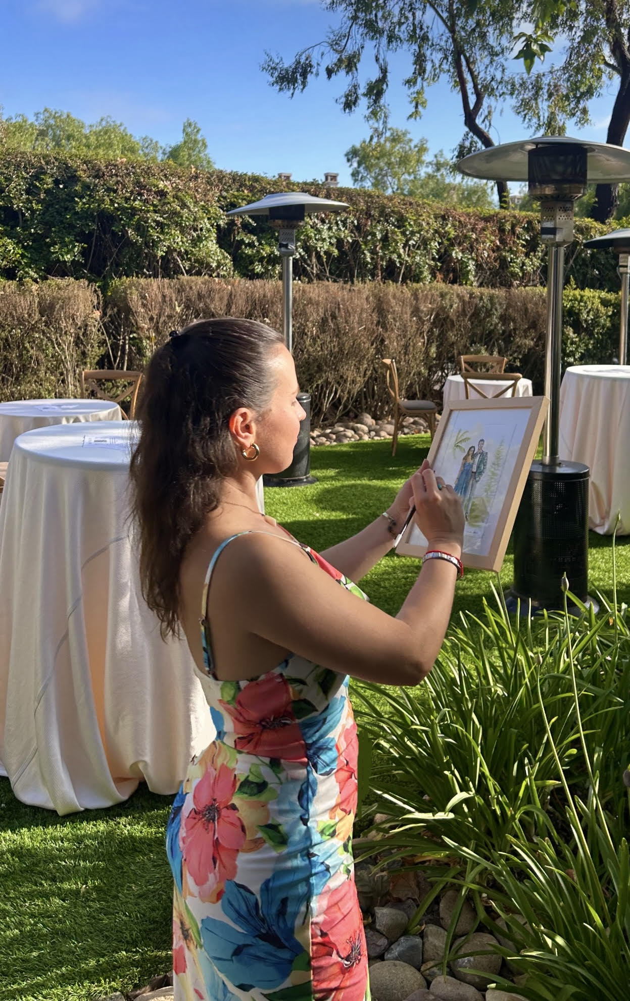 Artist painting at Estancia, La Jolla, California