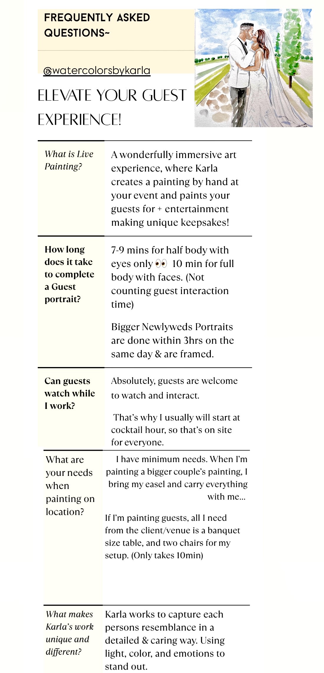 Description about how to book a live painting event.